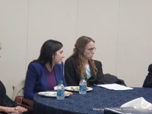 OLYMPUS DIGITAL CAMERA Peggy Swarbick and Laysha Ostrow talking research at the Carter Center Social Inclusion Symposium