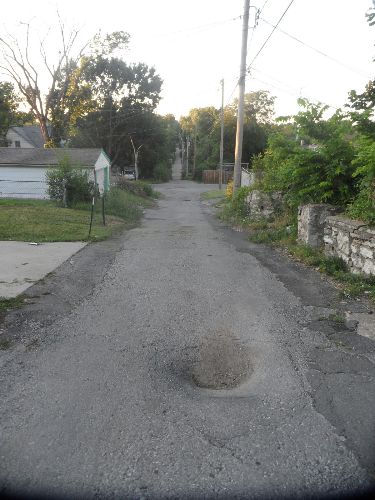 The pothole that took me out. The last thing I remember was thing, "This feels just like a ski run."