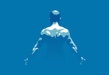 Please Stop Saying Depression Is Like Diabetes man's back on blue background vector illustration