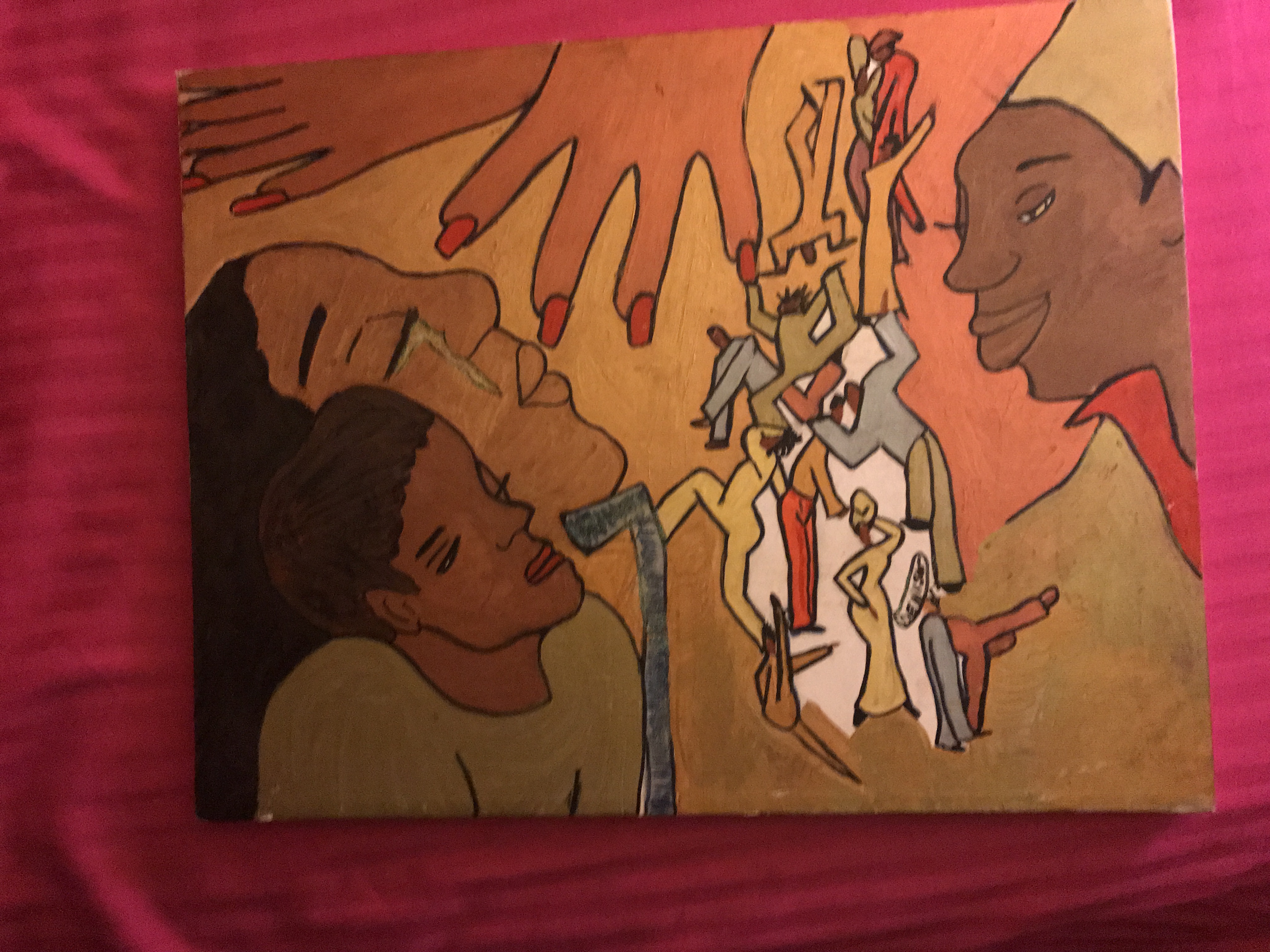 Abstract drawing of woman and child