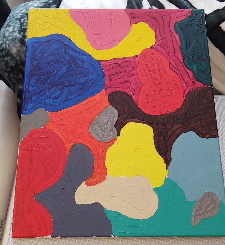 Colorful arrangement of painted shapes