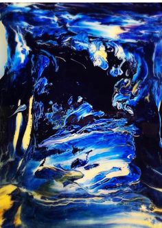 Blue and black canvas with swirling pain like the ocean or the sky