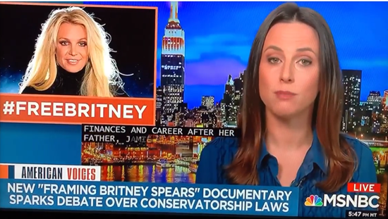 Screenshot of MSNBC discussing #freebritney