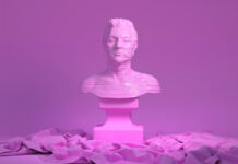 Reason and Madness: How Psychiatry Marginalizes Those Who Contradict Western Norms 3d rendering of abstract human portrait with horizontal stripes bumped texture. Torso still life with drapery. Stylized bust sculpture object on pink background with cloth folds