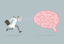 The ENIGMA-MDD Project: Searching for the Neuropathology of “Major Depressive Disorder” An illustration of a doctor running after a brain.