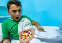 ADHD: The Money Trail A child looks shocked to receive an overflowing handful of pills