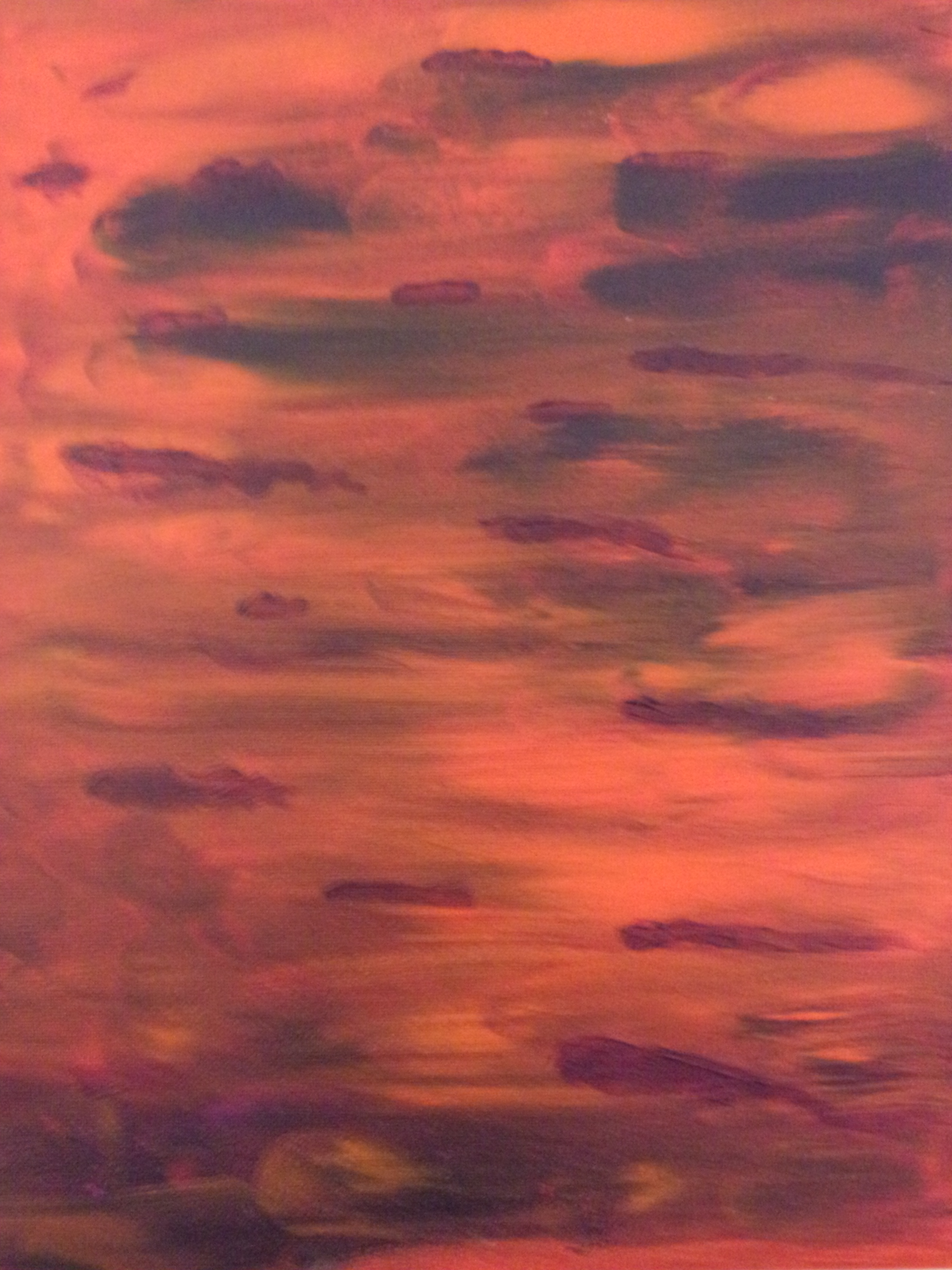 Acrylic on canvas, pink and gray and purple sunset