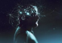 A Brain for Our Emancipation Profile of a bearded man head with a symbol of neurons in the brain