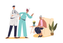 About Not Listening to People Illustration depicting a doctor and nurse standing aloof or angrily pointing at an older female patient sitting down