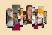 SSRIs, Lindsay Clancy, and Me A collage depicting cut-up photographs of David Carmichael and his son Ian, Lindsay Clancy and her children, and a bottle of pills spilling out