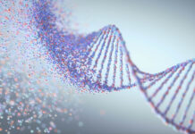 Psychiatric and Behavioral Genetics at the Crossroads: Mary Boyle Interviews Jay Joseph Illustration of DNA structure. At the top left it is dissolving into dots.