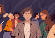 Accounting for Mental Disorder: Time for a Paradigm Shift Lonely, suffering man in a crowd of people who do not notice him.