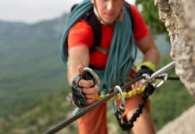 RADAR and the Dignity of Risk-Taking Climber snaps the safety carabiner on the rope. A climber on a cliff ties a safety knot