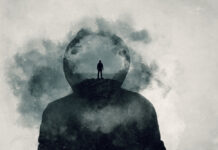 Researchers: Depression Is “A Normal Brain Responding to Stress or Adversity” A mental health concept. A mans head covered in clouds. With a double exposure of a mans silhouette over layered on top.