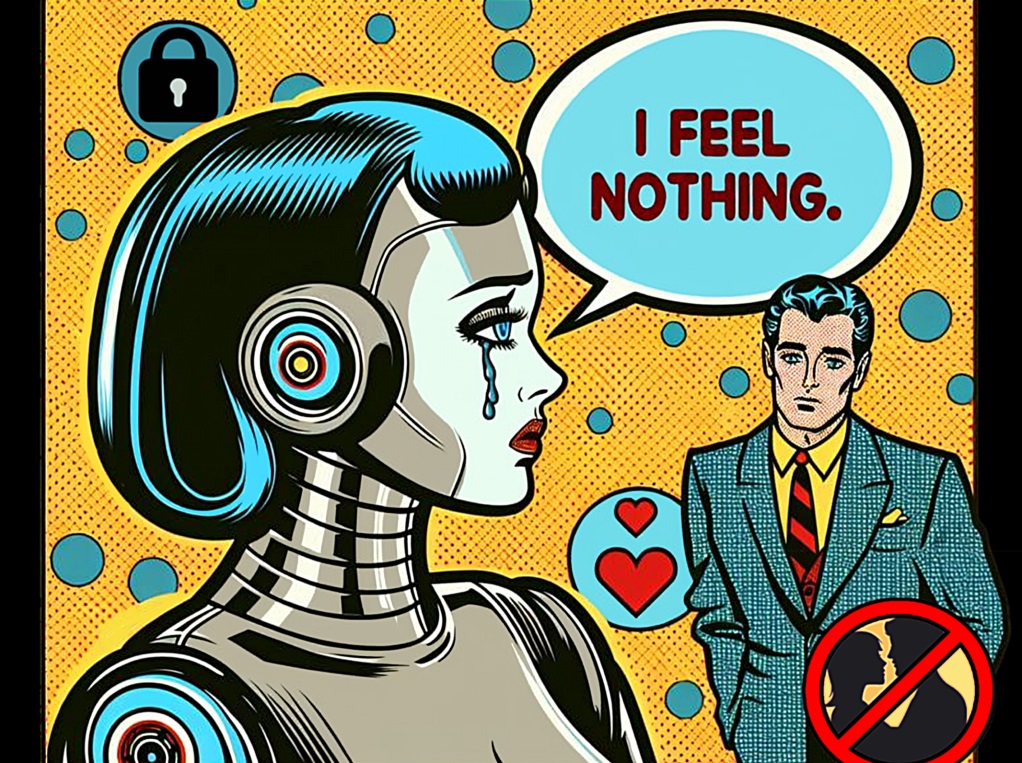 robot woman suffering from PSSD