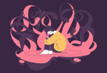 Blindsided by Benzos: Had I Known Frightful hands and scared woman sitting frustrated.