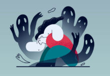 Exposure to Antidepressants in the Womb Makes for Sad, Scared Adolescents Illustration of a person cringing while surrounded by ghostly figures