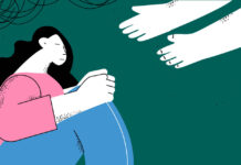 Depression: Biological or Psychological? Illustration of sad person with hands reaching toward them