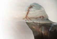 A Place in the Forest: Mental Well-Being from a Wider Perspective Double exposure; sad woman with forest in background